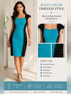 Vintage Sangria Black and Blue Women's Sexy Dress - Size 4